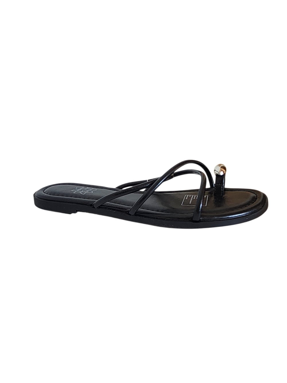 Serra Black Strappy Faux Leather Sandals Silver Tone Accent Size 8 NWT